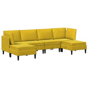 vidaXL Conjunto de M&oacute;veis para Sala de Estar 6 unid. Amarelo Veludo