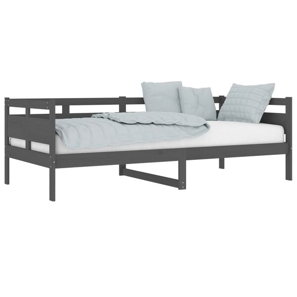 vidaXL Sof&aacute;-cama 90x200 cm madeira de pinho maci&ccedil;a cinzento