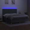 vidaXL Cama box spring c/ colch&atilde;o e LED 160x200 cm tecido cinza-escuro