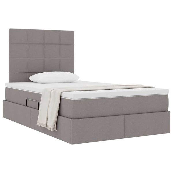 vidaXL Cama com arruma&ccedil;&atilde;o e colch&atilde;o Cinzento-acastanhado 120 x 190 cm
