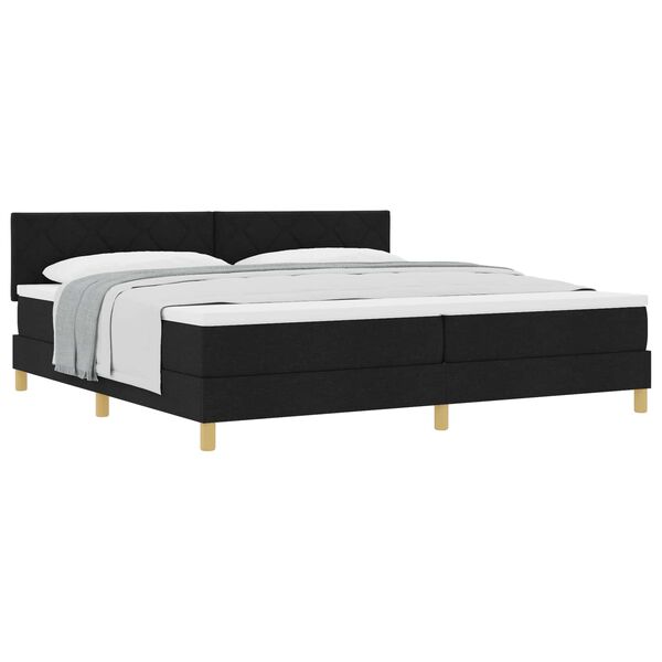 vidaXL Cama Box com almofada com cabeceira Preto 200 x 200 cm tecido