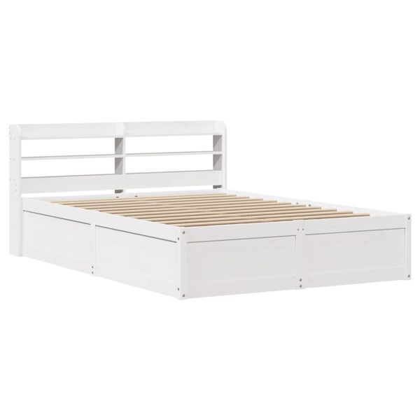 vidaXL Estrutura de cama com cabeceira 120x200 cm pinho maci&ccedil;o branco