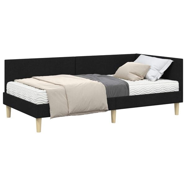 vidaXL Estrutura de Cama de Canto com Colch&atilde;o 2 pcs Verde tecido