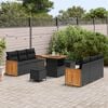 vidaXL Conjunto de Sof&aacute; de Jardim com almofada 11 pcs Preto vime PE
