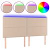 vidaXL Cabeceira cama c/ LED couro artif. 160x5x118/128 cm cappuccino