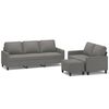 vidaXL 3 pcs conjunto de sof&aacute;s com almofad&otilde;es tecido cinzento-escuro