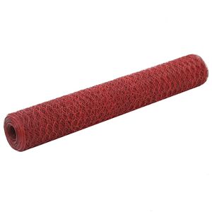 vidaXL Cerca arame galinheiro 25x1 m a&ccedil;o c/ revestimento PVC vermelho