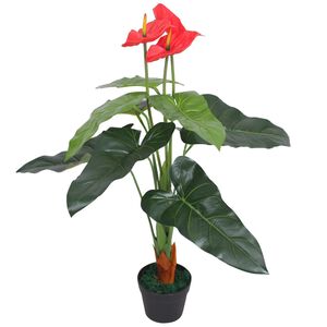 vidaXL Planta ant&uacute;rio artificial com vaso 90 cm vermelho e amarelo