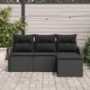 vidaXL Conjunto de Sof&aacute; de Jardim com almofada 4 pcs Preto vime PE