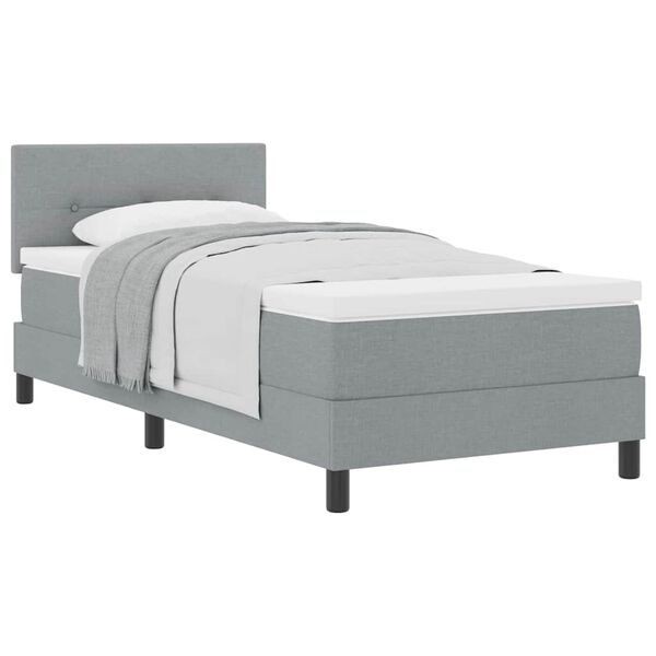 vidaXL Cama Box com colch&atilde;o Cinzento-claro 90 x 190 cm tecido