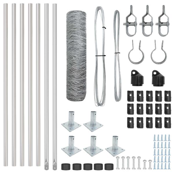 vidaXL Poste de Cerca Prateado 10 x 0,5 m (malha de 36 mm) A&ccedil;o