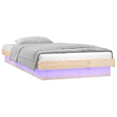 vidaXL Estrutura de cama com luzes LED 90x200 cm madeira maciça