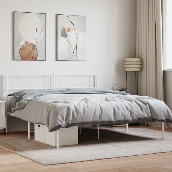 vidaXL Estrutura de cama com cabeceira 120x200 cm metal branco