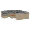 vidaXL 13 pcs conjunto de sof&aacute;s p/ jardim com almofad&otilde;es vime PE bege
