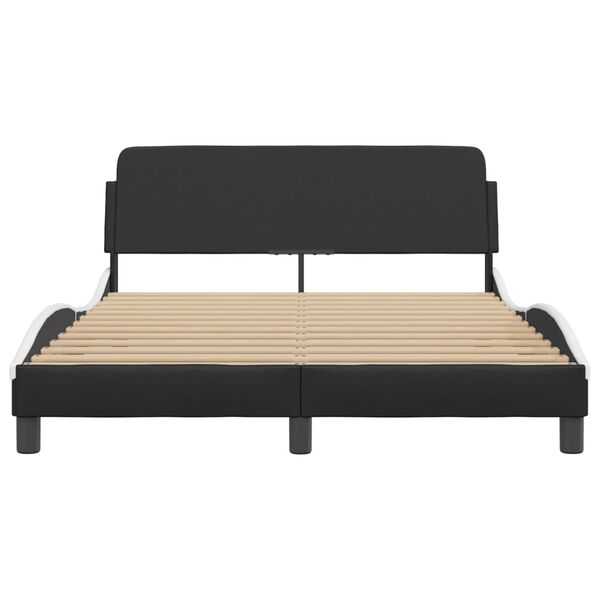 vidaXL Estrutura de cama Dover 140x200 couro artif. preto/branco
