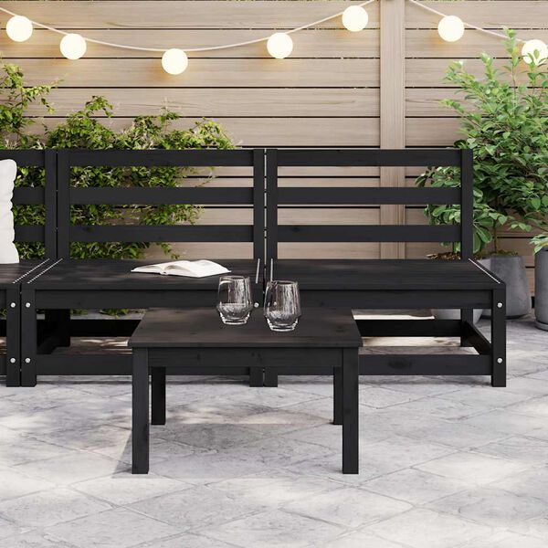 vidaXL Sofás de centro para jardim 2 pcs madeira de pinho maciço preto