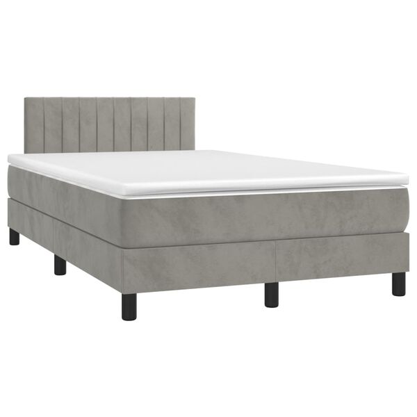 vidaXL Cama boxspring com colch&atilde;o 120x190 cm veludo cinzento-claro