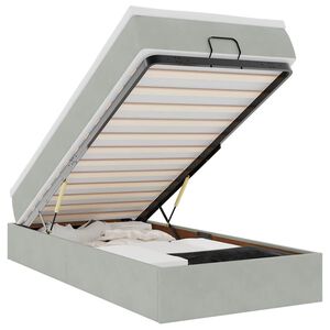 vidaXL Estrutura de cama otomana com colch&atilde;o cinza claro Veludo