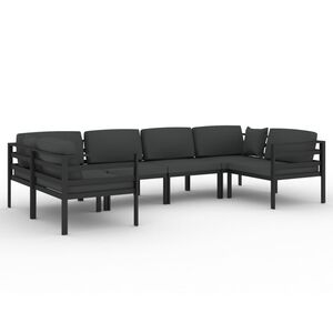 vidaXL 6 pcs conjunto lounge jardim com almofad&otilde;es alum&iacute;nio antracite