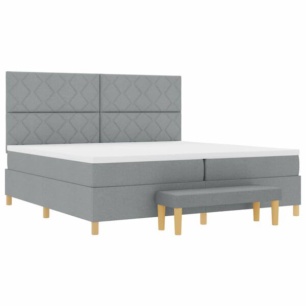 vidaXL Cama Box com colch&atilde;o Cinzento-claro 200 x 200 cm tecido