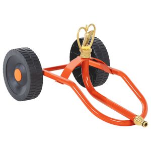 vidaXL Aspersor com rodas e cabe&ccedil;a rotativa a&ccedil;o vermelho