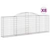 vidaXL Cestos gabi&atilde;o arqueados 8pcs 300x30x100/120cm ferro galvanizado