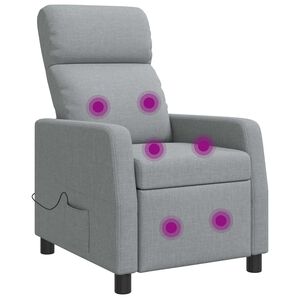 vidaXL Recliner de Massagem Cinzento-claro Tecido