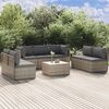 vidaXL 8 pcs conjunto lounge de jardim c/ almofad&otilde;es vime PE cinzento