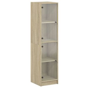 vidaXL Aparador alto c/ portas de vidro 35x37x142 cm carvalho sonoma