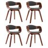 vidaXL Cadeiras jantar 4 pcs madeira curvada e tecido cinzento