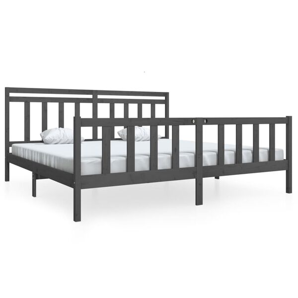 vidaXL Estrutura de cama 200x200 cm madeira maciça cinzento