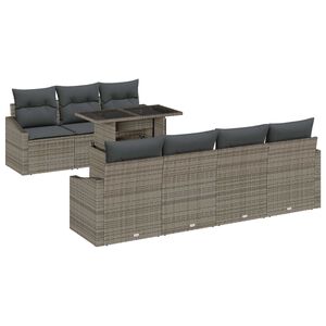 vidaXL Conjunto de Sof&aacute; de Jardim 8 pcs Cinzeto Rattan Sint&eacute;tico
