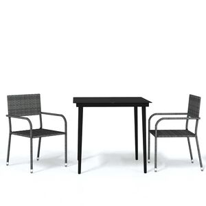vidaXL 3 pcs conjunto de jantar para jardim cinzento
