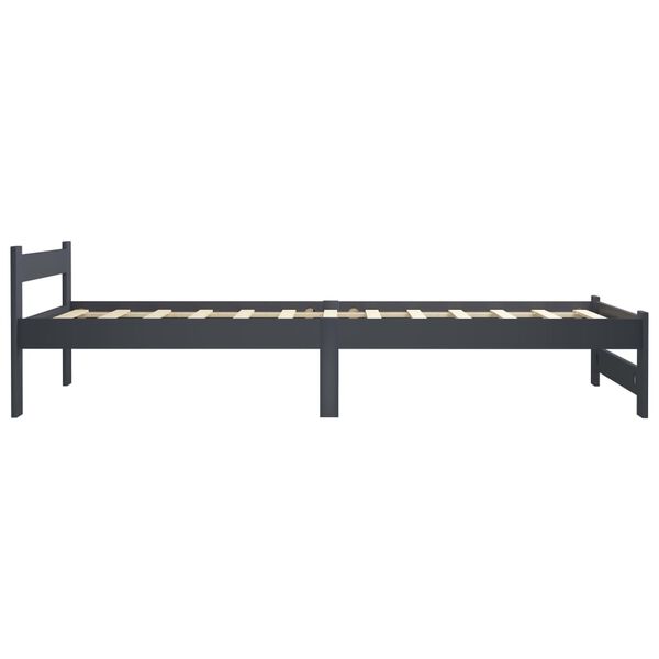 vidaXL Estrutura de cama 100x200 cm pinho maci&ccedil;o cinzento-escuro