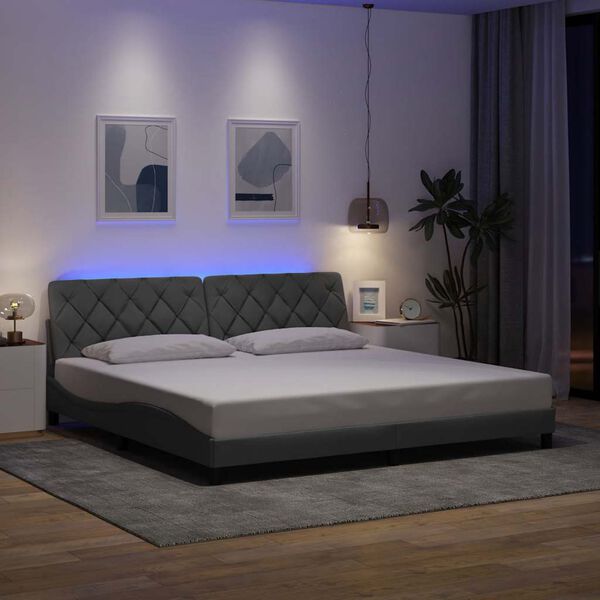 vidaXL Estrutura de cama com LED sem colch&atilde;o 200x200 cm tecido