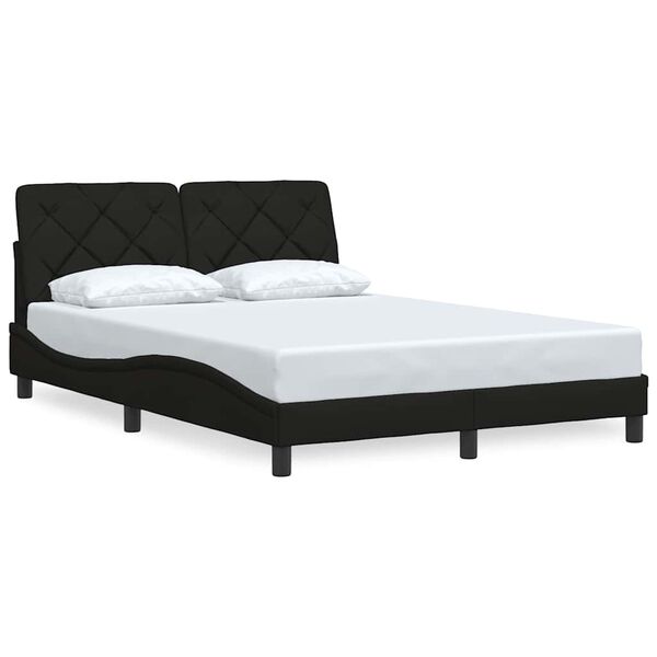vidaXL Estrutura de cama sem colch&atilde;o 140x190 cm tecido preto