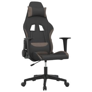 vidaXL Cadeira de gaming tecido preto e cinzento-acastanhado