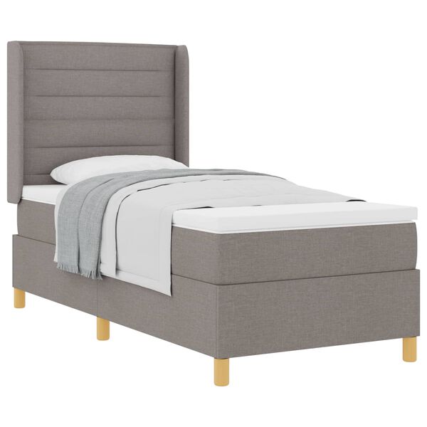 vidaXL Cama Box com colch&atilde;o Cinzento-acastanhado 80 x 200 cm tecido