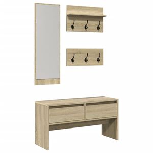 vidaXL 4 pcs conj. m&oacute;veis corredor deriv. de madeira carvalho sonoma