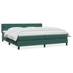 vidaXL Cama com molas/colch&atilde;o 180x210 cm veludo verde-escuro