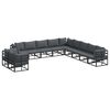 vidaXL Conjunto de Sof&aacute; de Jardim 11 unid. Preto Alum&iacute;nio