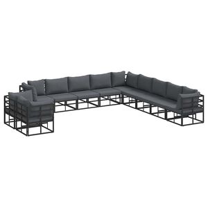 vidaXL Conjunto de Sof&aacute; de Jardim 11 unid. Preto Alum&iacute;nio