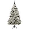 vidaXL &Aacute;rvore de Natal Artificial Verde e Branco 210 cm PVC e Metal