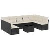vidaXL 10 pcs conjunto sof&aacute;s de jardim c/ almofad&otilde;es vime PE preto