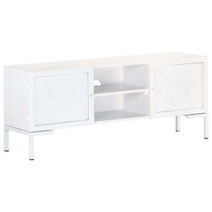 vidaXL M&oacute;vel de TV 115x30x46 cm madeira de mangueira maci&ccedil;a branco