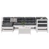 vidaXL 7 pcs conj. lounge de jardim c/ almofad&otilde;es pinho maci&ccedil;o branco