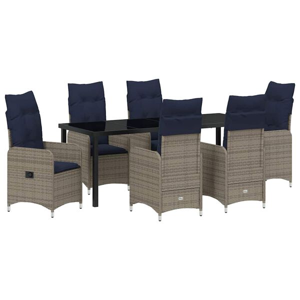vidaXL Conjunto de Jantar para Jardim 7 pcs Preto Rattan Sint&eacute;tico