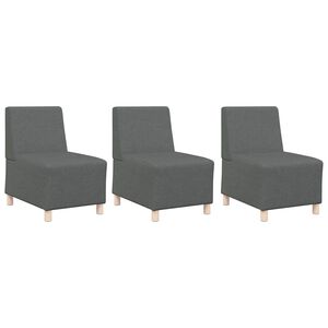 vidaXL Unidade de Sof&aacute; Modular Sem Bra&ccedil;os 3 pcs Cinza Escuro