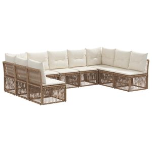 vidaXL Conjunto de Sof&aacute; de Jardim 9 pcs Bege vime PE