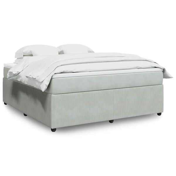 vidaXL Cama com molas/colch&atilde;o 180x200 cm veludo cinzento-claro